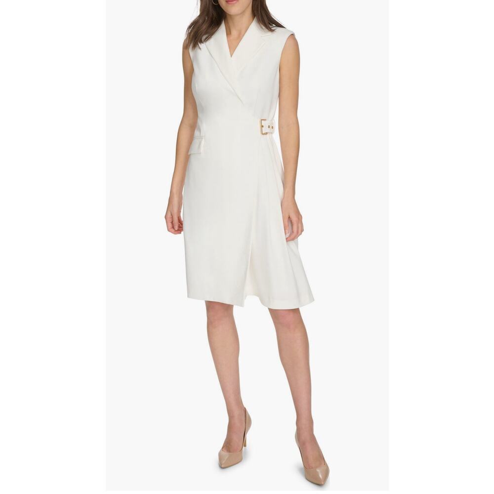 Calvin Klein Sleeveless Side Buckle Wrap Dress